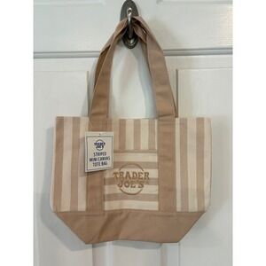 Trader Joe's 2026 Spring Stripe Mini Tote Bag Beige NEW NWT